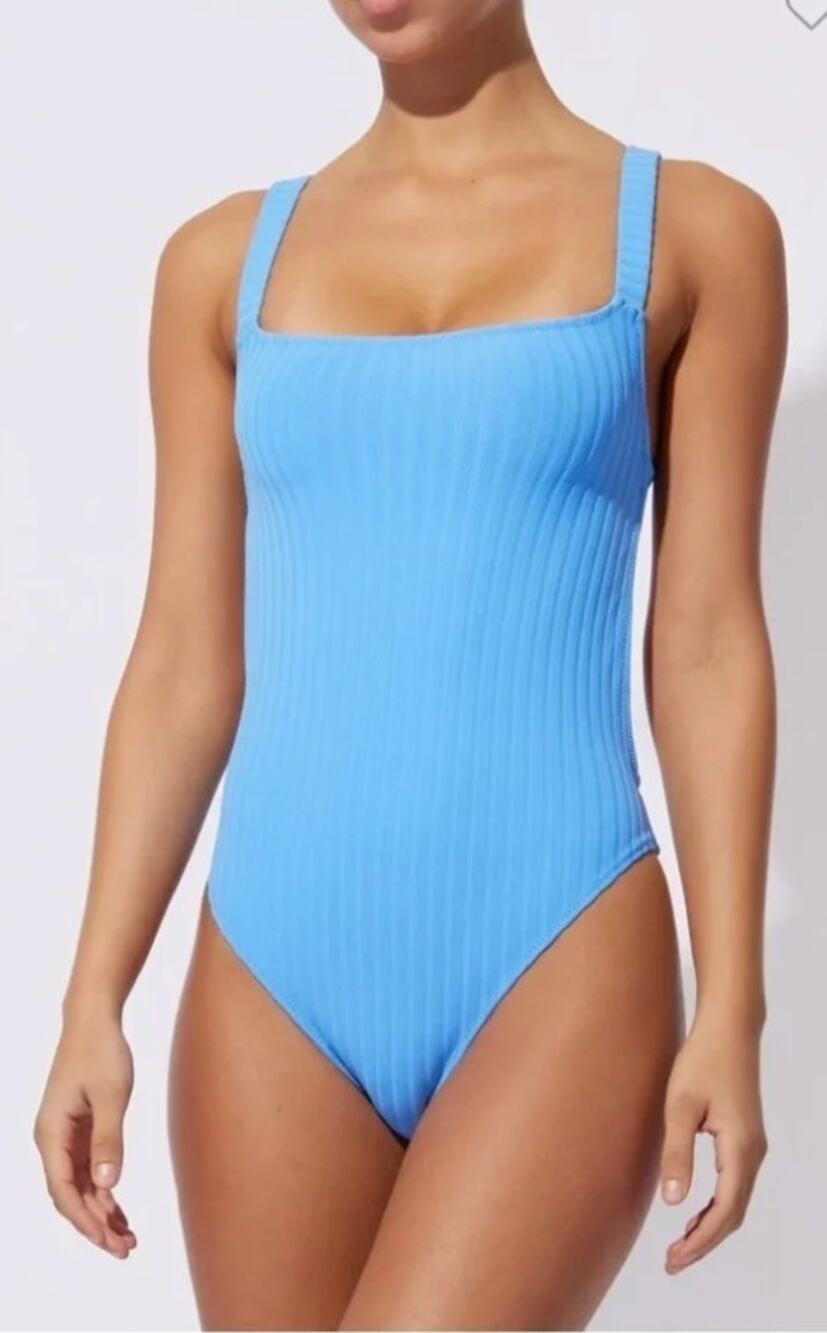 Solid & Striped The Toni One-Piece in Solid Rib French Blue Large Womens New